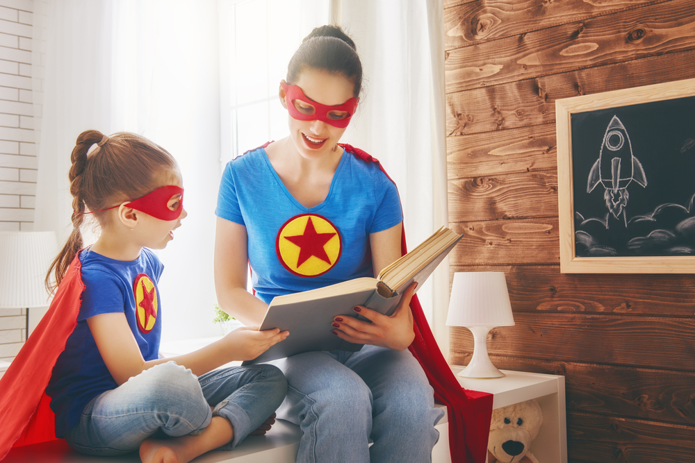 Creative homeschool reading session fostering a love of reading in costume