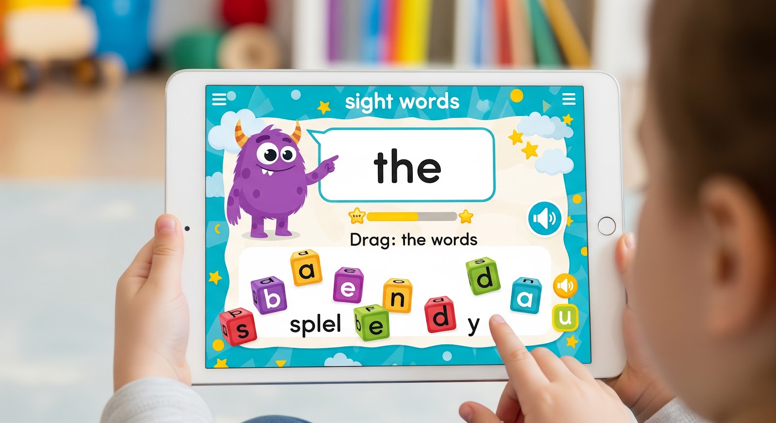 Child using sight word learning app