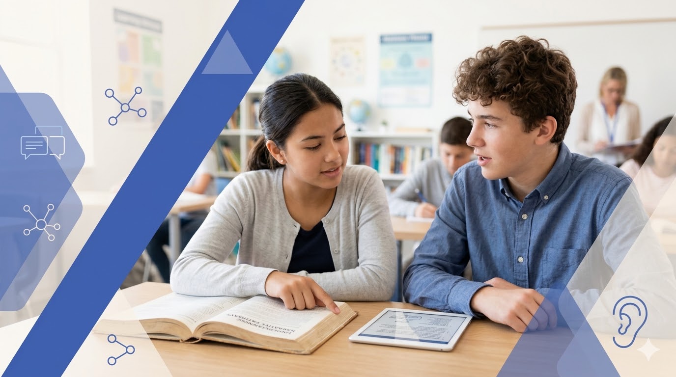 Students using technology for classroom interventions